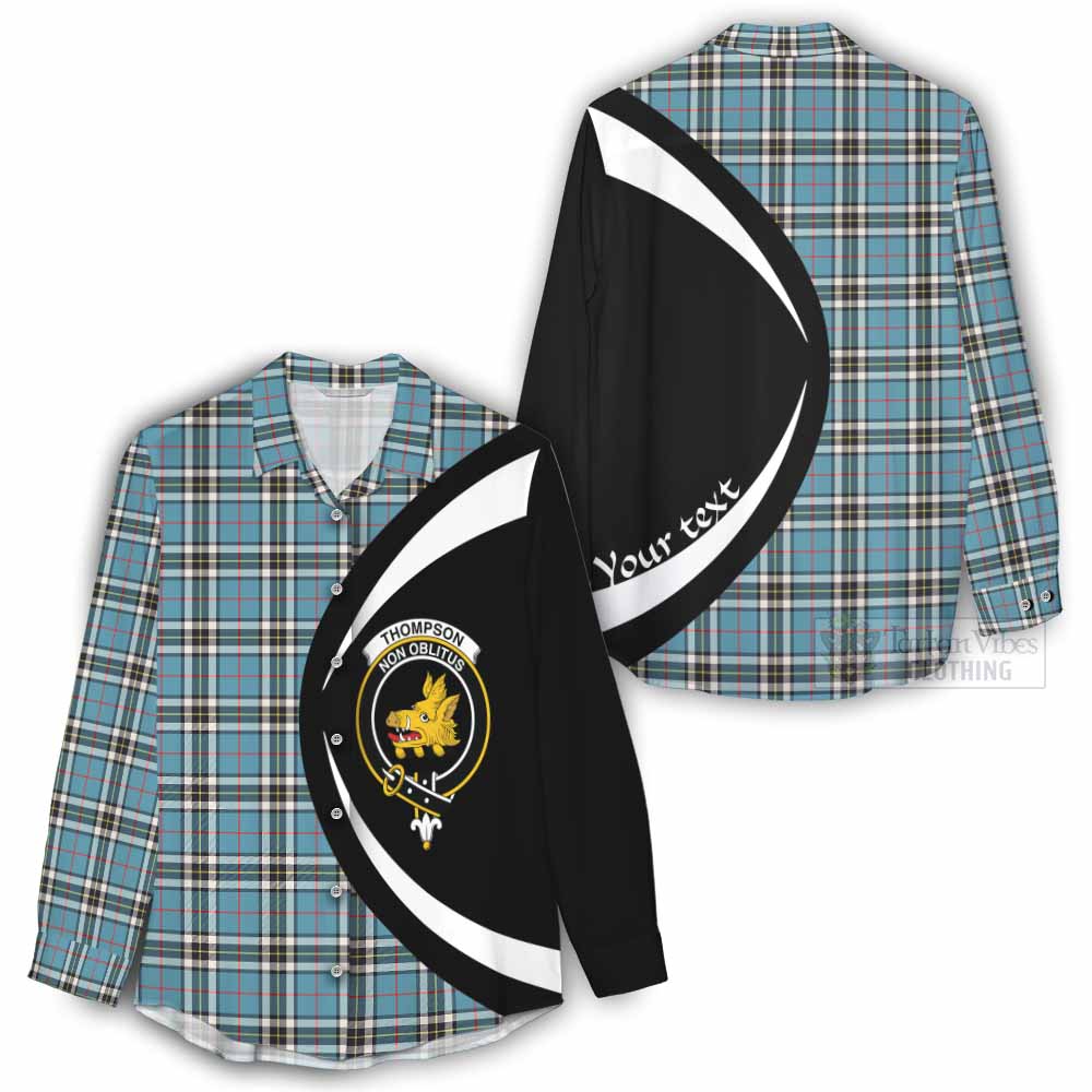 Tartan Vibes Clothing Thompson (Thomson) Tartan Women's Casual Shirt with Family Crest Circle Style