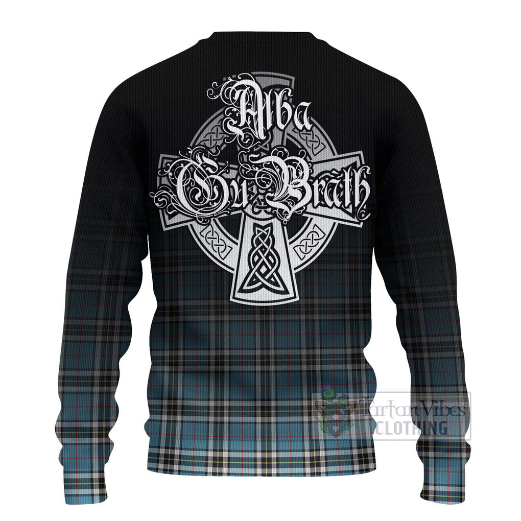Tartan Vibes Clothing Thompson (Thomson) Tartan Knitted Sweater Featuring Alba Gu Brath Family Crest Celtic Inspired