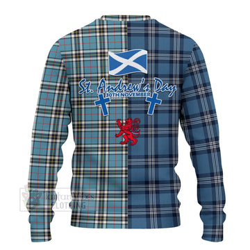 Tartan Vibes Clothing Thompson (Thomson) Tartan Knitted Sweater Happy St. Andrew's Day Half Tartan Style