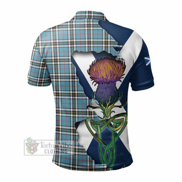 Tartan Vibes Clothing Thompson (Thomson) Tartan Family Crest Polo Shirt Scottish Thistle Celtic Inspired