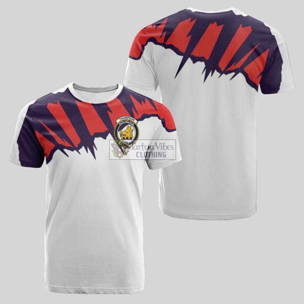 Thompson (Thomson) Clan Crest Cotton T-shirt with Retro Sport Style - 2D-tartanvibesclothing