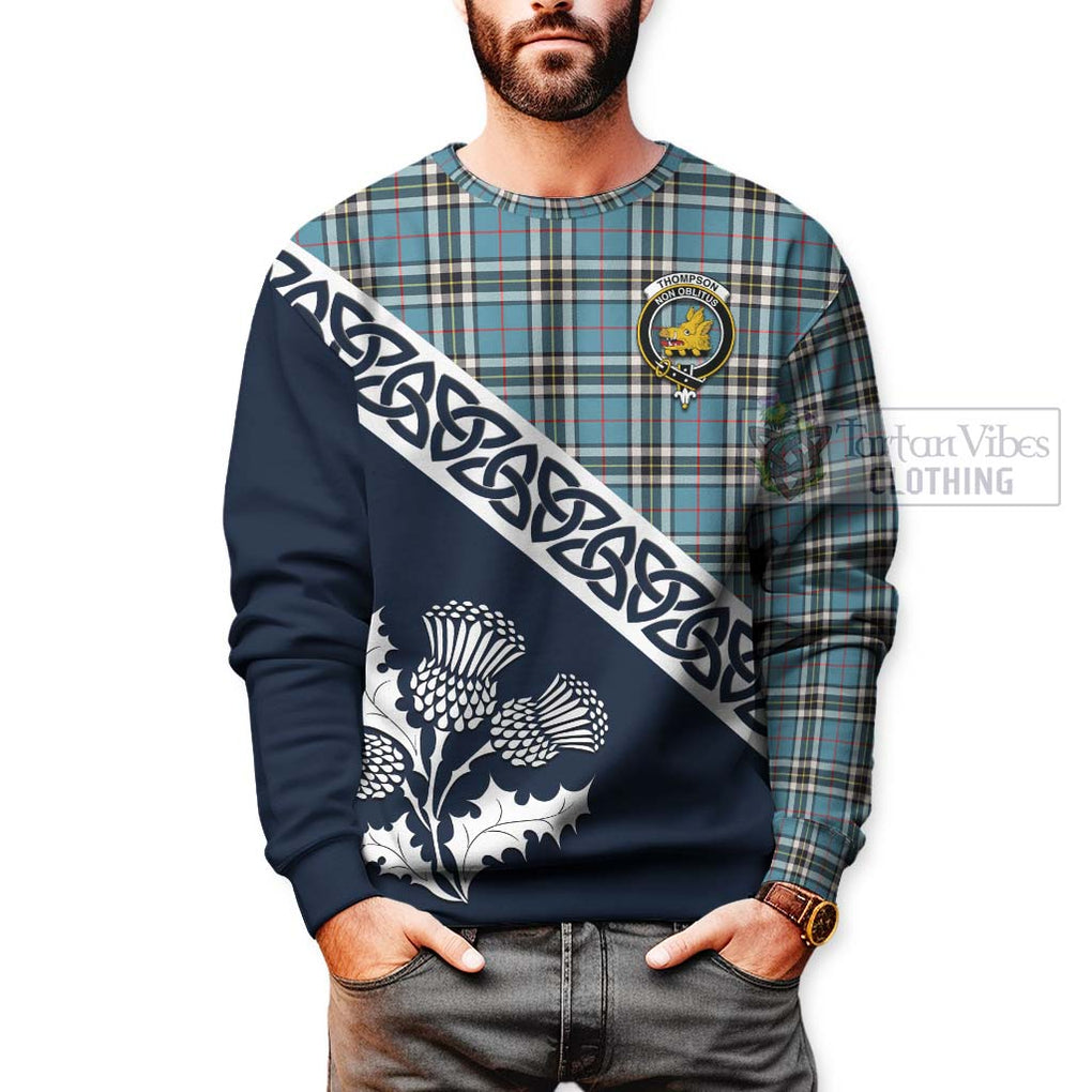 Tartan Vibes Clothing Thompson (Thomson) Tartan Sweatshirt Featuring Thistle and Scotland Map