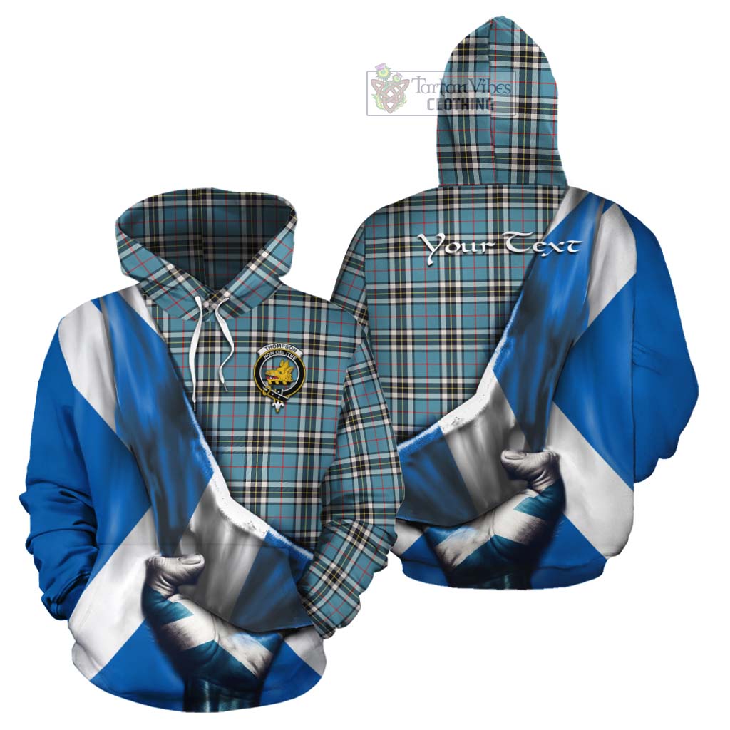 Tartan Vibes Clothing Thompson (Thomson) Tartan Cotton Hoodie with Family Crest Scotland Patriotic Style