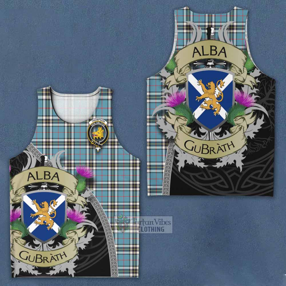Tartan Vibes Clothing Thompson (Thomson) Tartan Family Crest Men's Tank Top Lion Rampant Royal Thistle Shield Celtic Inspired