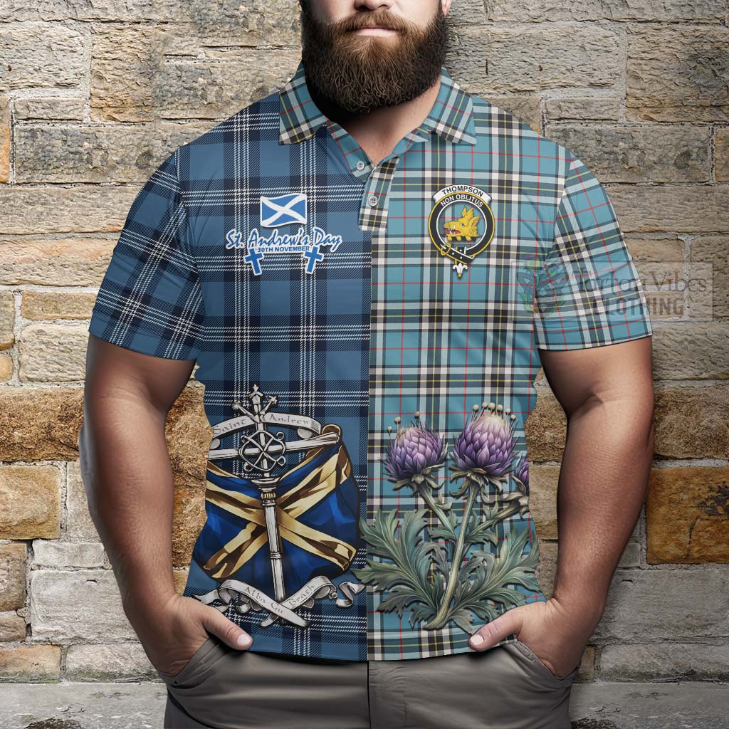 Tartan Vibes Clothing Thompson (Thomson) Tartan Polo Shirt Happy St. Andrew's Day Half Tartan Style