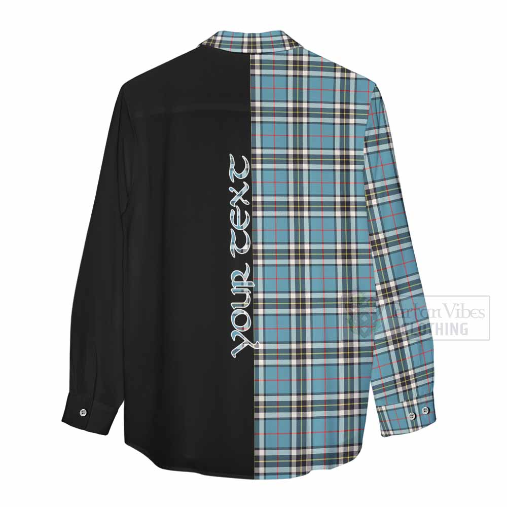 Tartan Vibes Clothing Thompson (Thomson) Tartan Women's Casual Shirt with Family Crest and Half Of Me Style