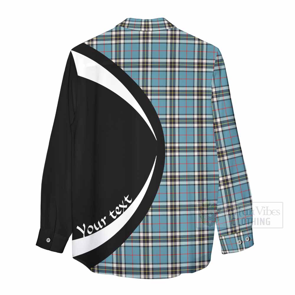 Tartan Vibes Clothing Thompson (Thomson) Tartan Women's Casual Shirt with Family Crest Circle Style