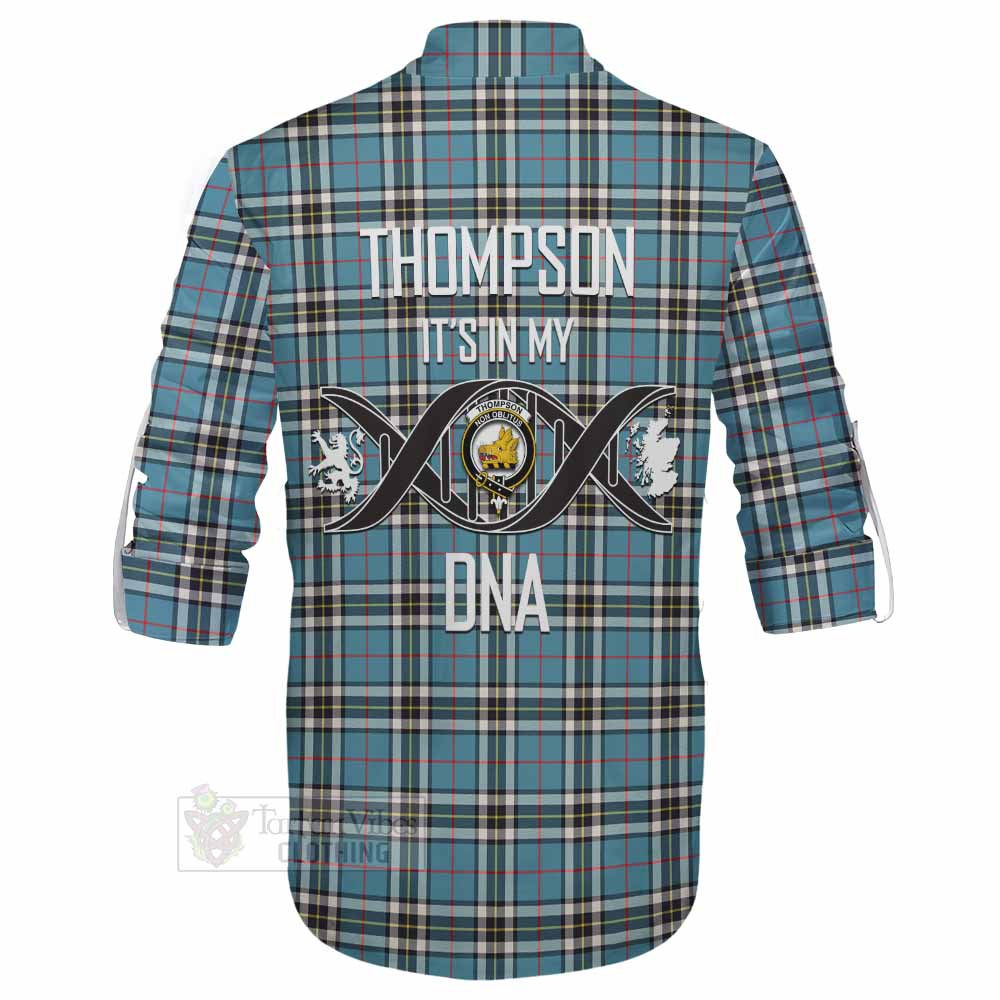 Tartan Vibes Clothing Thompson (Thomson) Tartan Ghillie Kilt Shirt with Family Crest DNA In Me Style