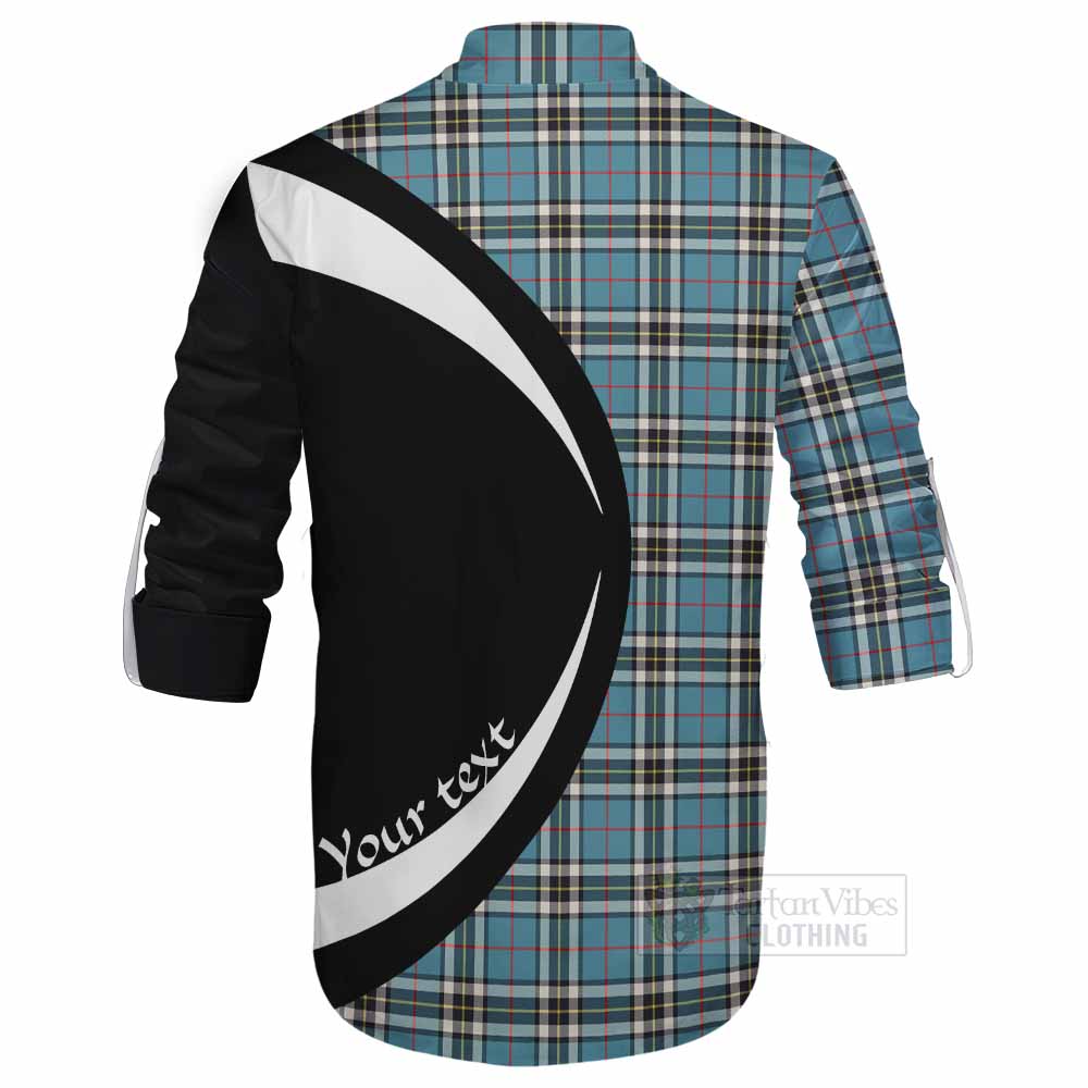 Tartan Vibes Clothing Thompson (Thomson) Tartan Ghillie Kilt Shirt with Family Crest Circle Style
