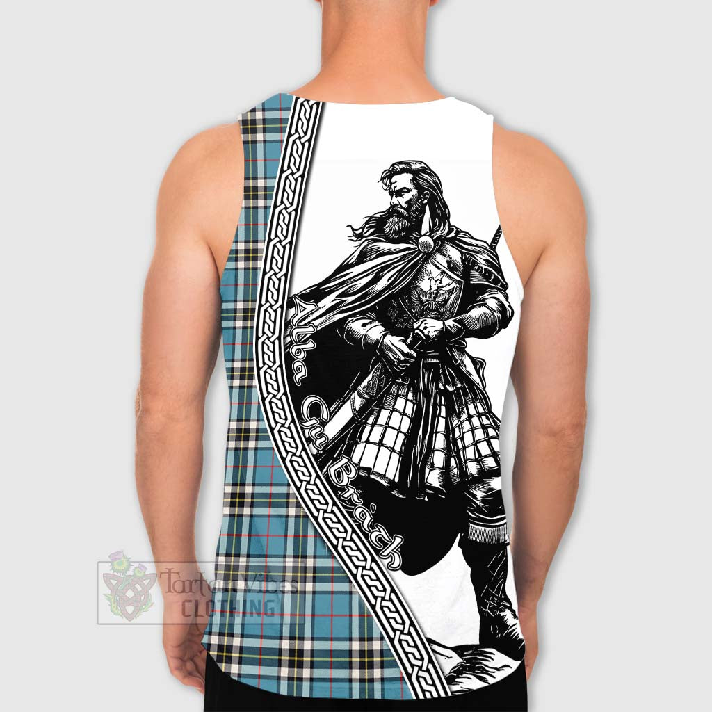 Tartan Vibes Clothing Thompson (Thomson) Tartan Clan Crest Men's Tank Top with Highlander Warrior Celtic Style