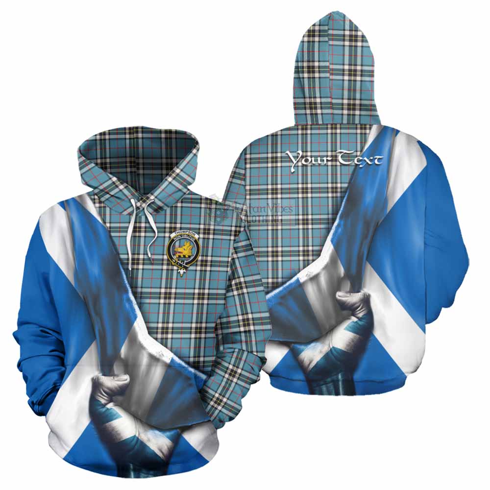 Tartan Vibes Clothing Thompson (Thomson) Tartan Hoodie with Family Crest Scotland Patriotic Style