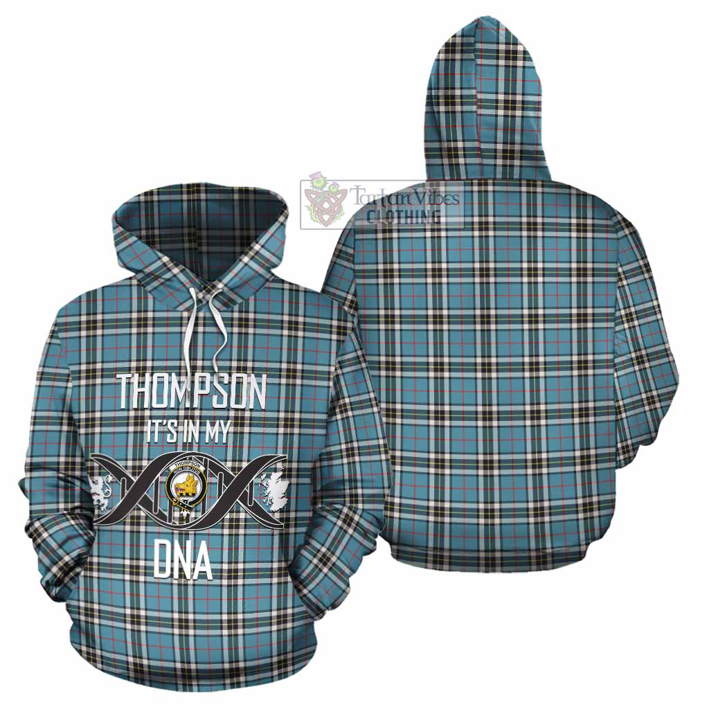 Tartan Vibes Clothing Thompson (Thomson) Tartan Cotton Hoodie with Family Crest DNA In Me Style