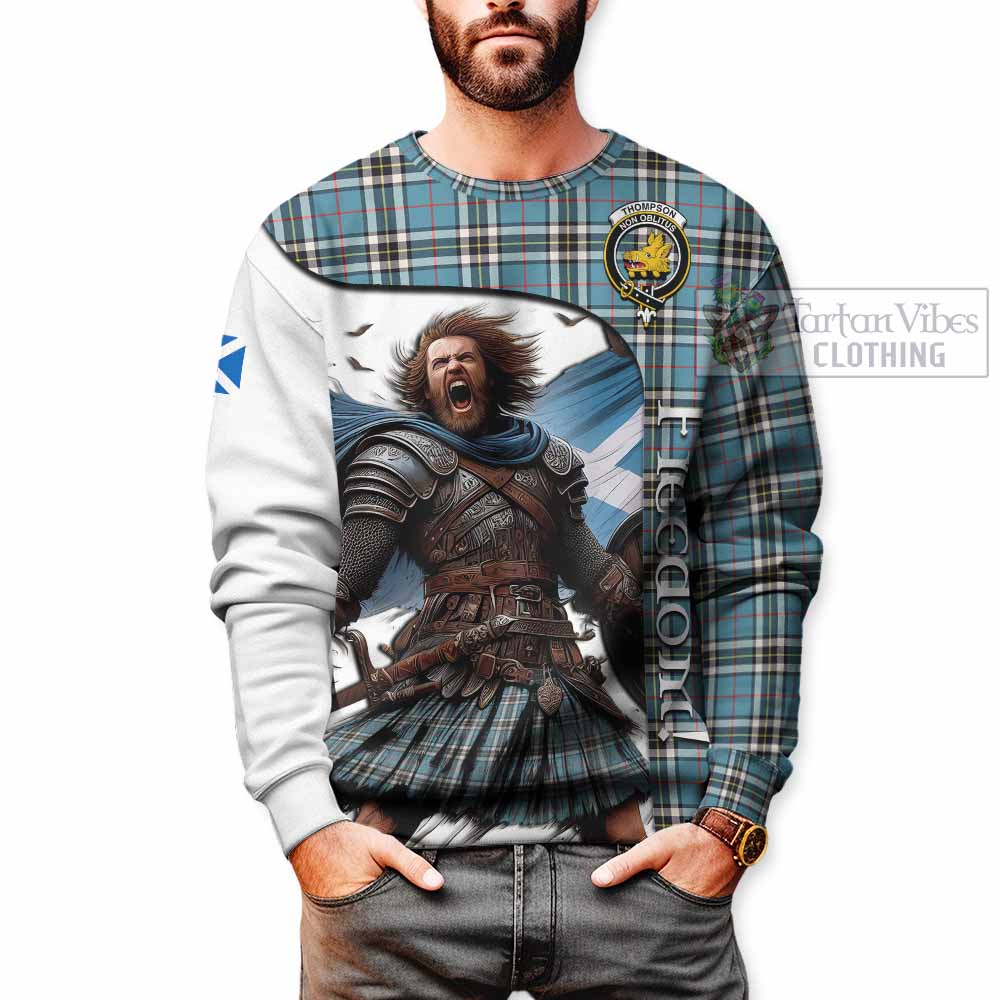 Tartan Vibes Clothing Thompson (Thomson) Crest Tartan Sweatshirt Inspired by the Freedom of Scottish Warrior