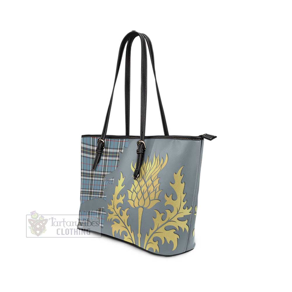 Tartan Vibes Clothing Thompson (Thomson) Tartan Leather Tote Bag Gold Thistle Style