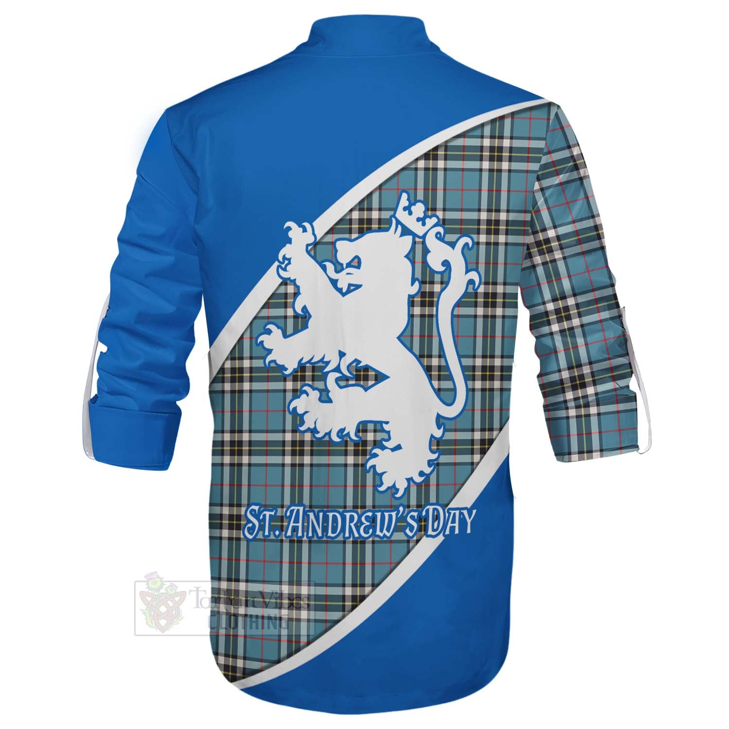 Tartan Vibes Clothing Thompson (Thomson) Family Crest Tartan Ghillie Kilt Shirt Celebrate Saint Andrew's Day in Style