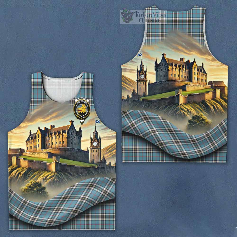Tartan Vibes Clothing Thompson (Thomson) Tartan Family Crest Men's Tank Top with Scottish Ancient Castle Style