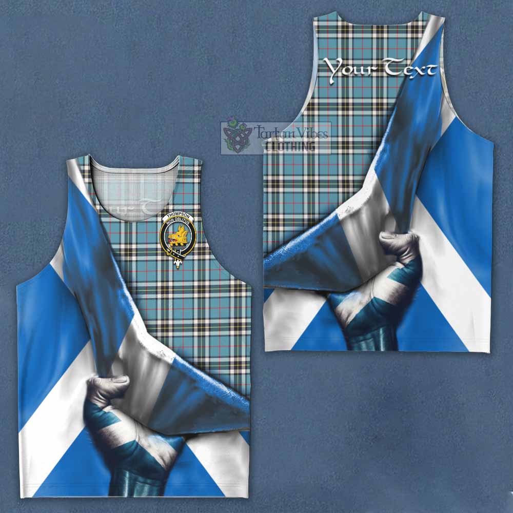 Tartan Vibes Clothing Thompson (Thomson) Tartan Men's Tank Top with Family Crest Scotland Patriotic Style