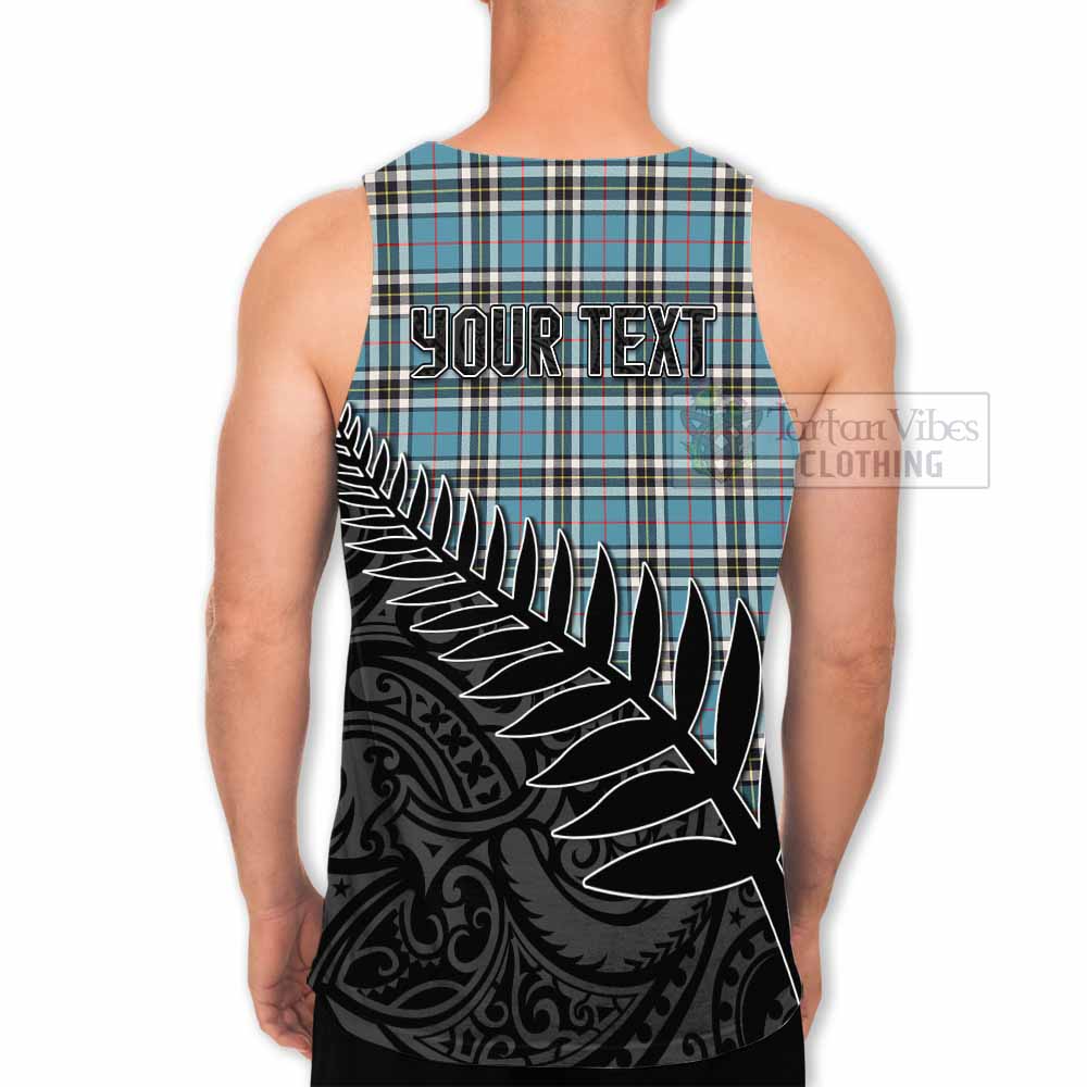 Tartan Vibes Clothing Thompson (Thomson) Crest Tartan Men's Tank Top with New Zealand Silver Fern Half Style