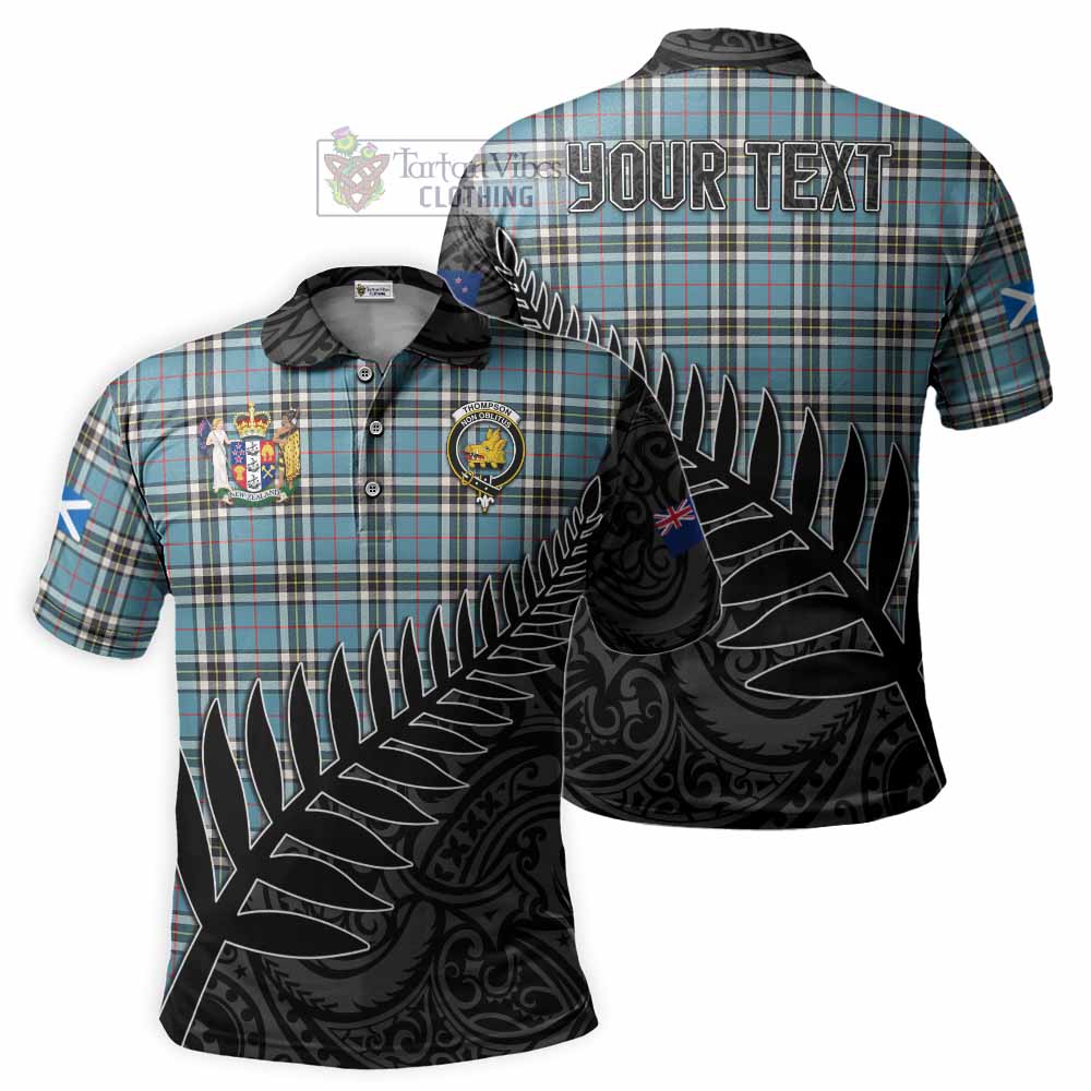 Thompson (Thomson) Crest Tartan Polo Shirt with New Zealand Silver Fern Half Style