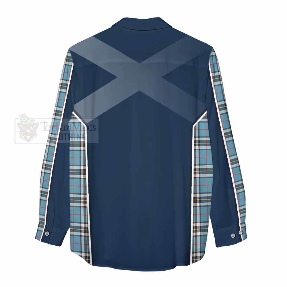 Tartan Vibes Clothing Thompson (Thomson) Tartan Women's Casual Shirt with Family Crest and Lion Rampant Vibes Sport Style