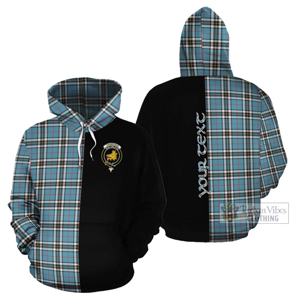 Tartan Vibes Clothing Thompson (Thomson) Tartan Cotton Hoodie with Family Crest and Half Of Me Style