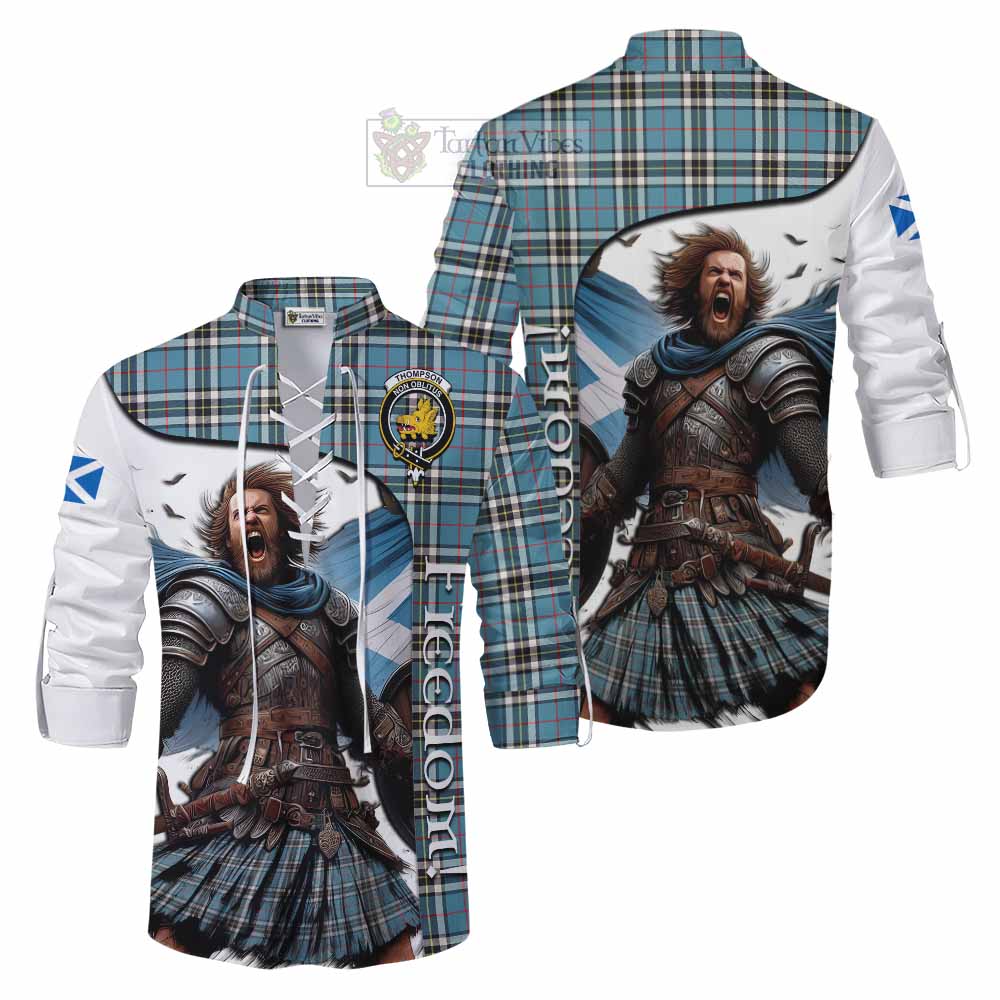 Tartan Vibes Clothing Thompson (Thomson) Crest Tartan Ghillie Kilt Shirt Inspired by the Freedom of Scottish Warrior