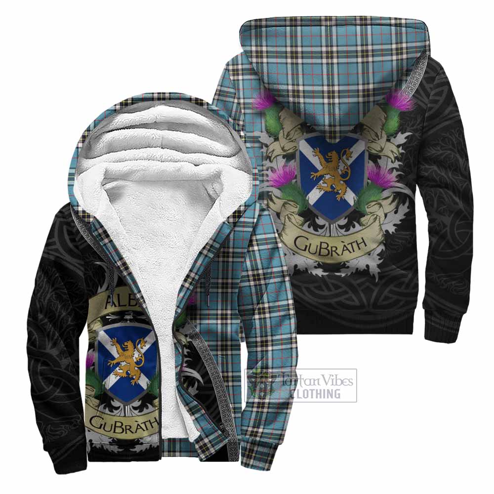 Tartan Vibes Clothing Thompson (Thomson) Tartan Family Crest Sherpa Hoodie Lion Rampant Royal Thistle Shield Celtic Inspired