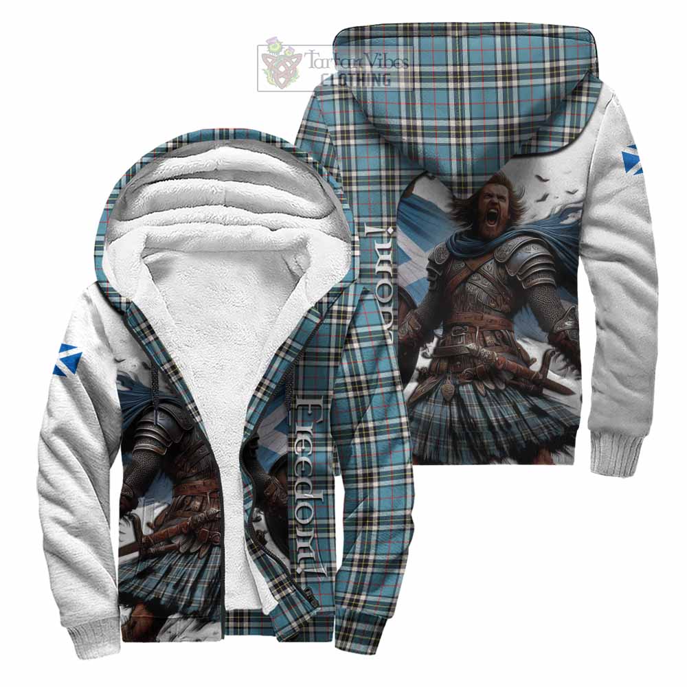 Tartan Vibes Clothing Thompson (Thomson) Crest Tartan Sherpa Hoodie Inspired by the Freedom of Scottish Warrior
