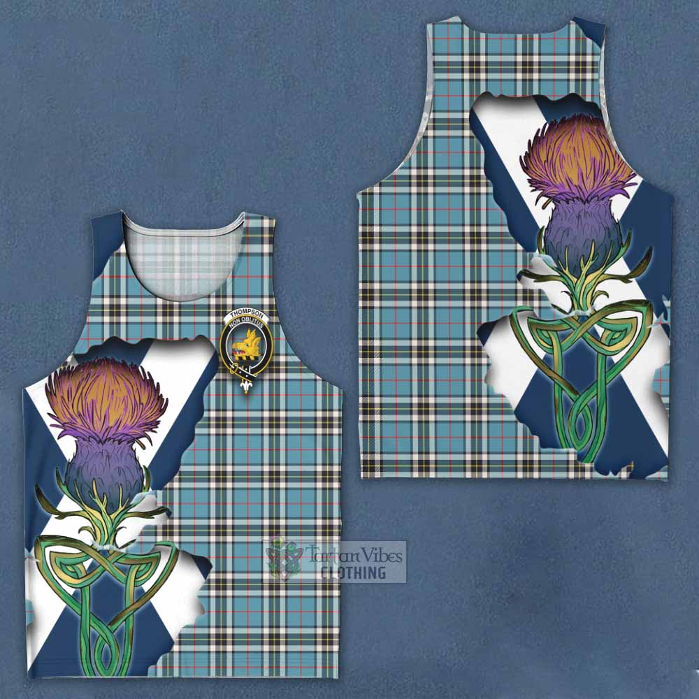 Tartan Vibes Clothing Thompson (Thomson) Tartan Family Crest Men's Tank Top Scottish Thistle Celtic Inspired