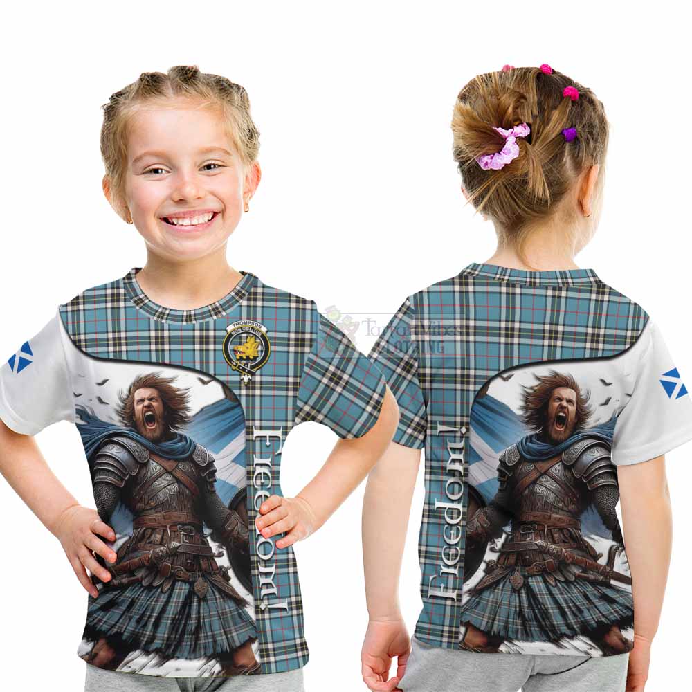 Tartan Vibes Clothing Thompson (Thomson) Crest Tartan Kid T-Shirt Inspired by the Freedom of Scottish Warrior