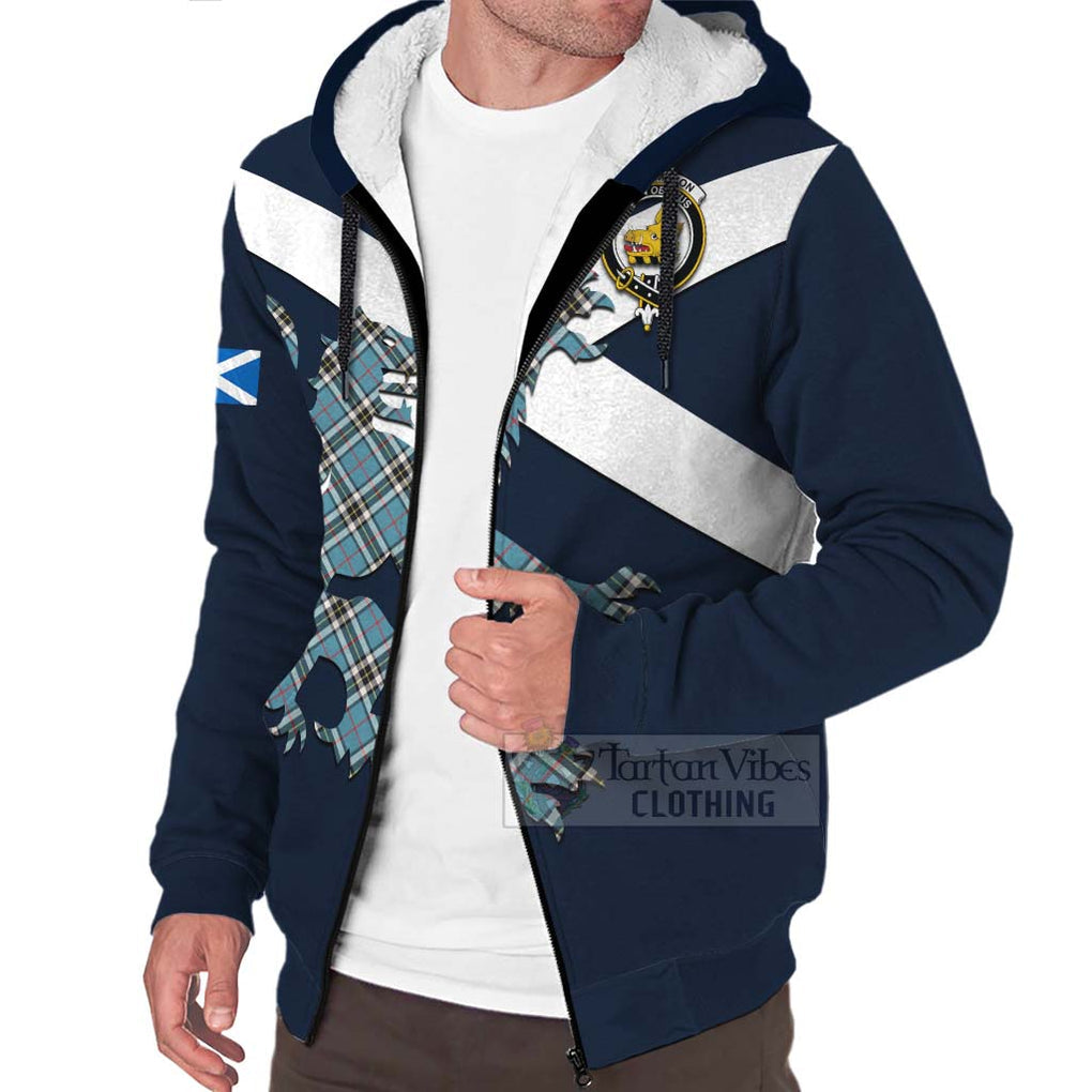 Tartan Vibes Clothing Thompson (Thomson) Tartan Lion Rampant Sherpa Hoodie – Proudly Display Your Heritage with Alba Gu Brath and Clan Name