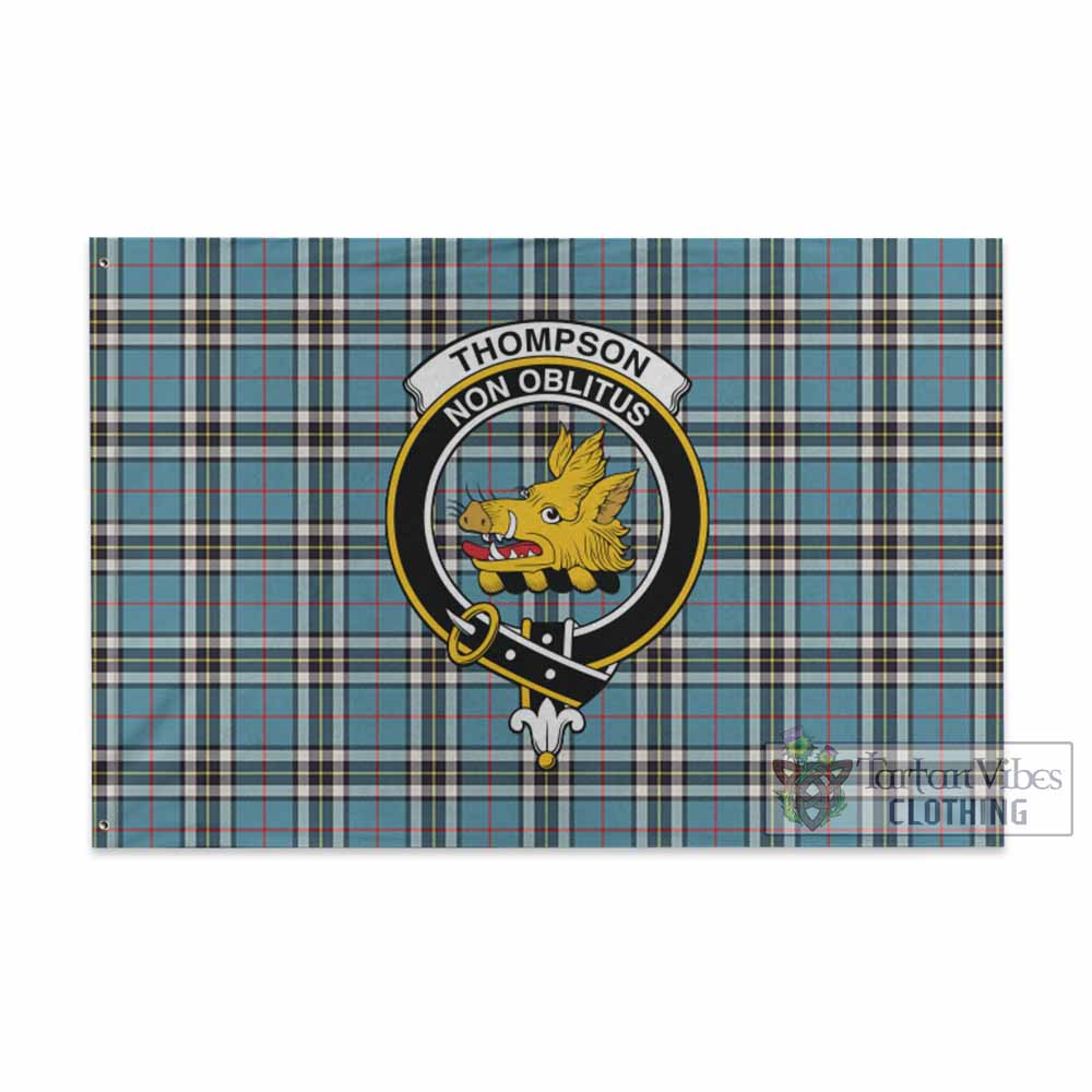 Tartan Vibes Clothing Thompson (Thomson) Tartan House Flag with Family Crest