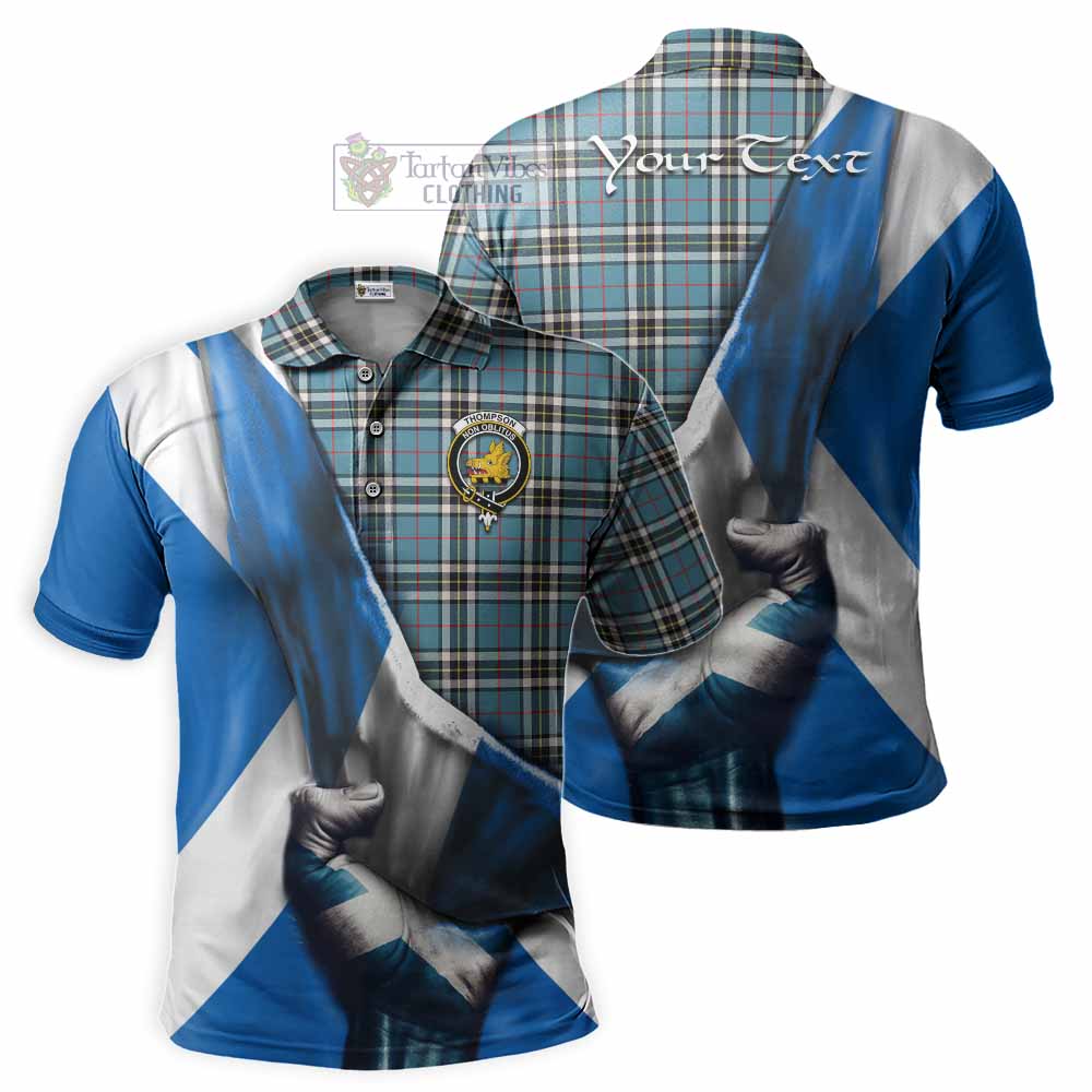Tartan Vibes Clothing Thompson (Thomson) Tartan Polo Shirt with Family Crest Scotland Patriotic Style