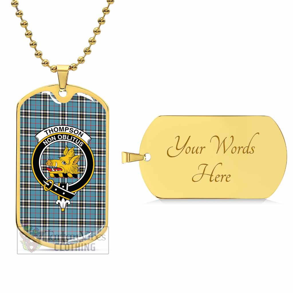 Tartan Vibes Clothing Thompson (Thomson) Tartan Dog Tag Necklace with Family Crest