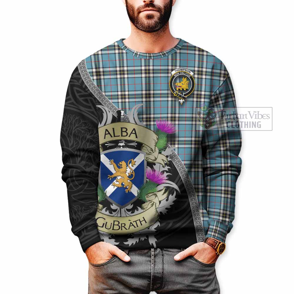 Tartan Vibes Clothing Thompson (Thomson) Tartan Family Crest Sweatshirt Lion Rampant Royal Thistle Shield Celtic Inspired