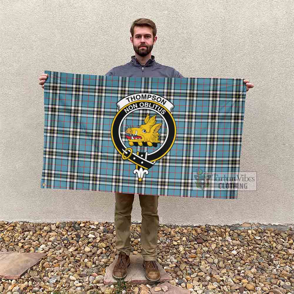 Tartan Vibes Clothing Thompson (Thomson) Tartan House Flag with Family Crest