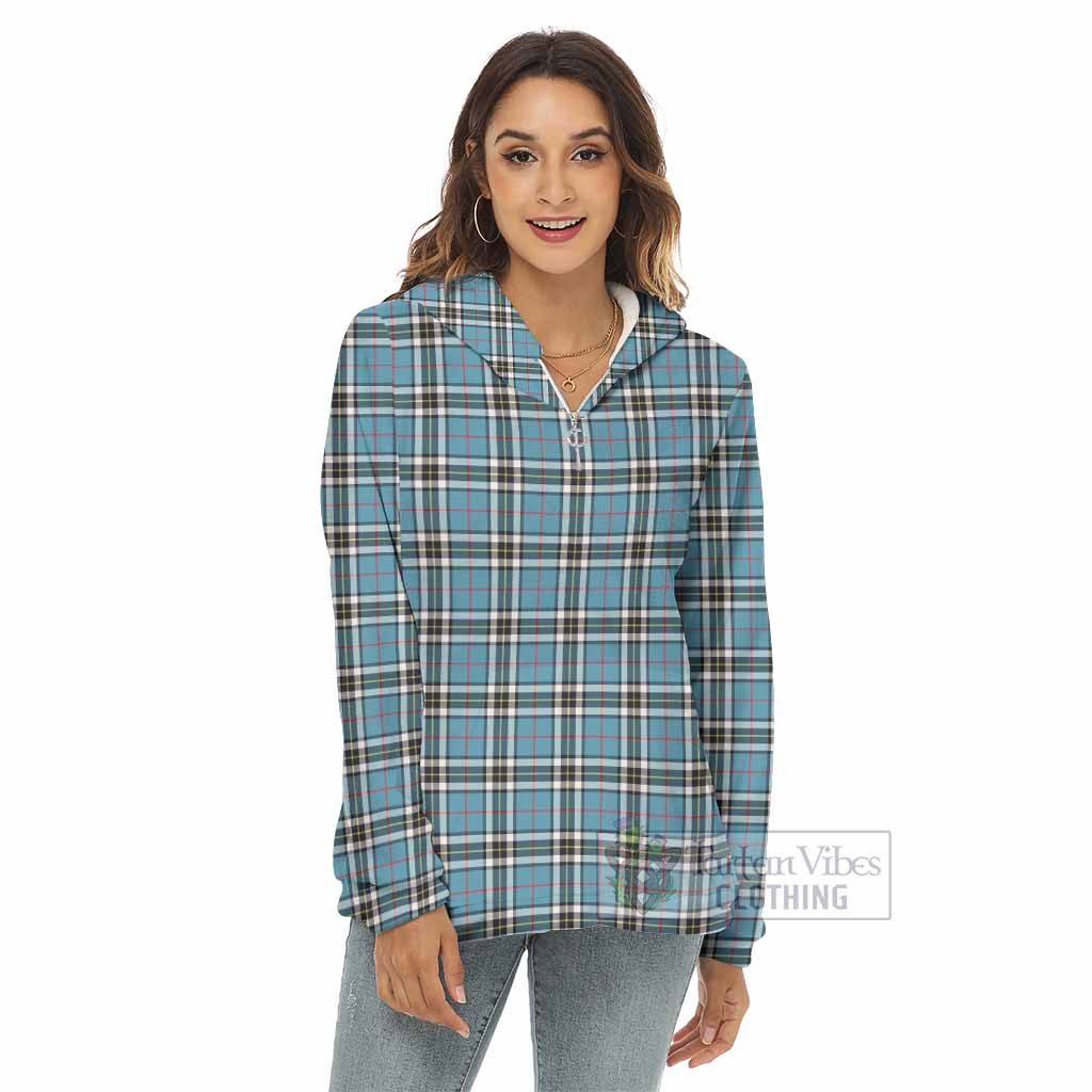 Tartan Vibes Clothing Thompson (Thomson) Tartan Women's Borg  Half Zip Fleece Hoodie