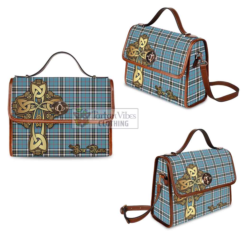 Tartan Vibes Clothing Thompson (Thomson) Tartan Waterproof Canvas Bag Golden Thistle Celtic Cross Style