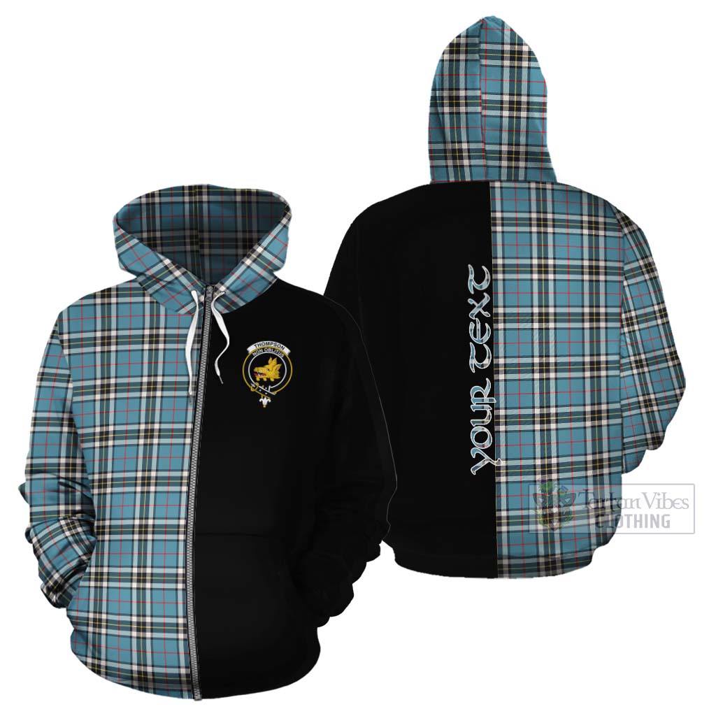 Tartan Vibes Clothing Thompson (Thomson) Tartan Cotton Hoodie with Family Crest and Half Of Me Style