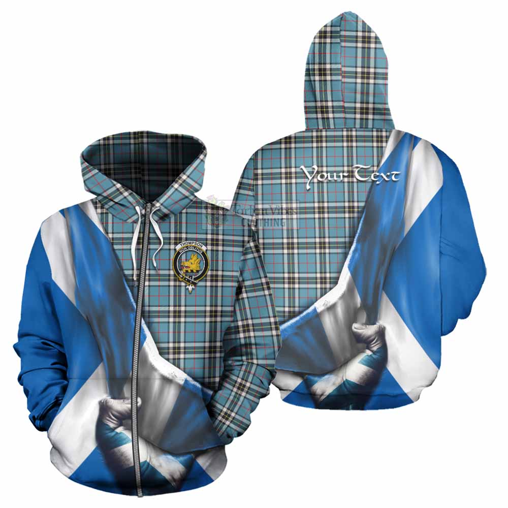 Tartan Vibes Clothing Thompson (Thomson) Tartan Hoodie with Family Crest Scotland Patriotic Style