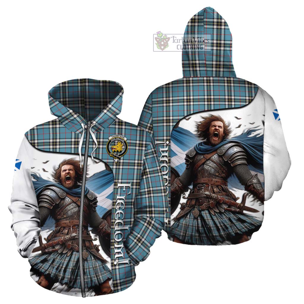Tartan Vibes Clothing Thompson (Thomson) Crest Tartan Cotton Hoodie Inspired by the Freedom of Scottish Warrior