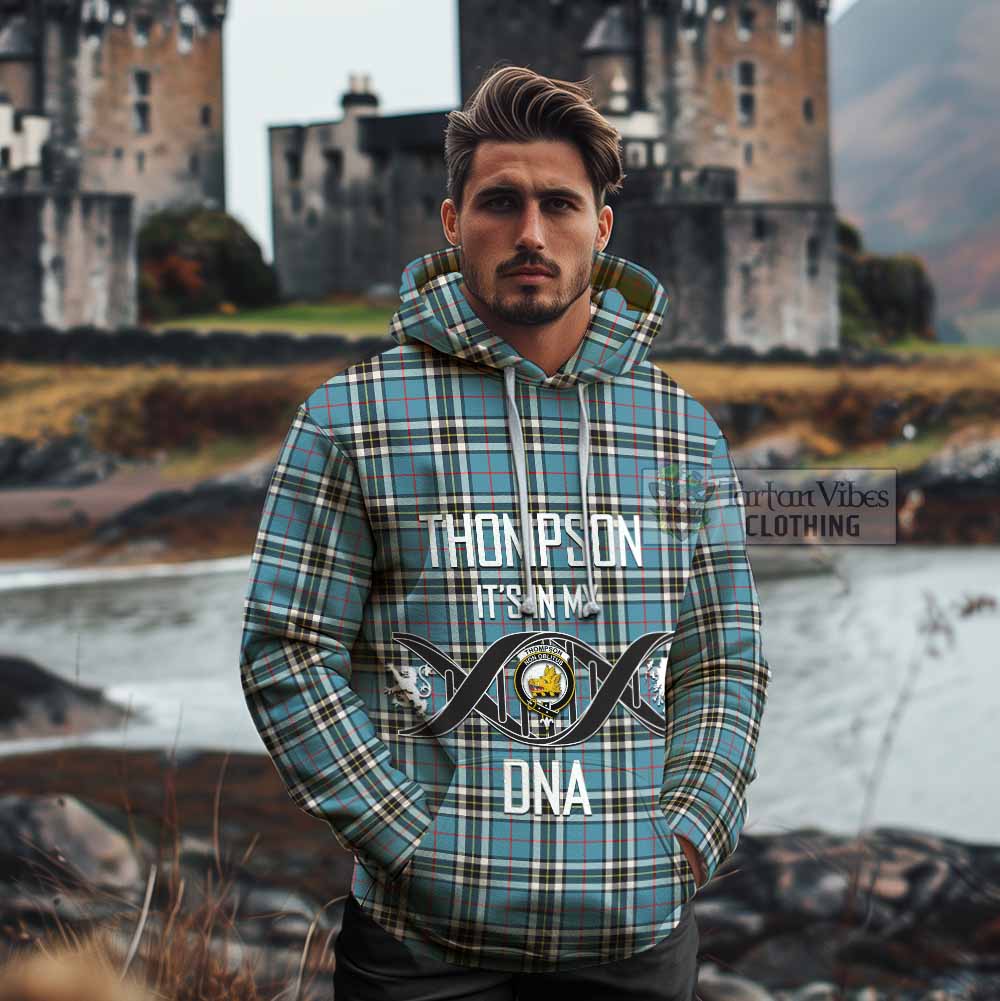 Tartan Vibes Clothing Thompson (Thomson) Tartan Cotton Hoodie with Family Crest DNA In Me Style