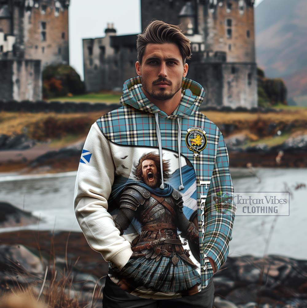 Tartan Vibes Clothing Thompson (Thomson) Crest Tartan Cotton Hoodie Inspired by the Freedom of Scottish Warrior