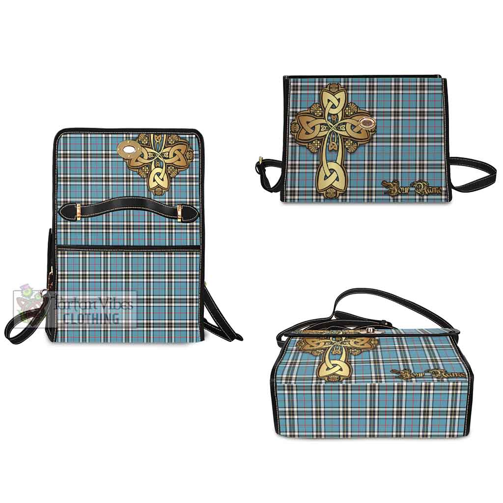 Tartan Vibes Clothing Thompson (Thomson) Tartan Waterproof Canvas Bag Golden Thistle Celtic Cross Style