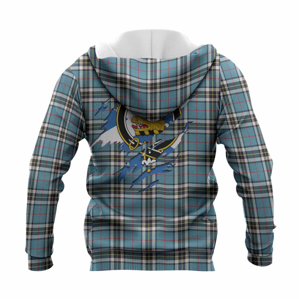 Thompson (Thomson) Clan Crest In Me Tartan Knitted Hoodie Scotland Flag Style