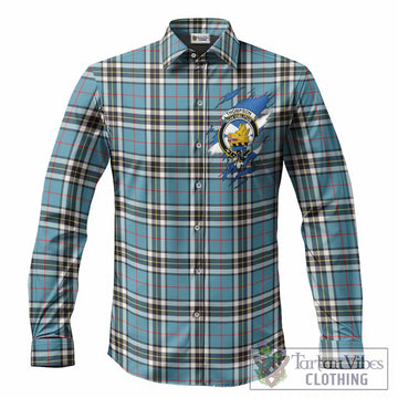 Thompson (Thomson) Clan Crest In Me Tartan Long Sleeve Button Shirts Scotland Flag Style