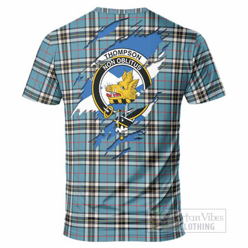 Thompson (Thomson) Clan Crest In Me Tartan T-Shirt Scotland Flag Style