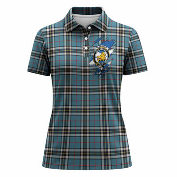 Thompson (Thomson) Clan Crest In Me Tartan Women Polo Shirt Scotland Flag Style