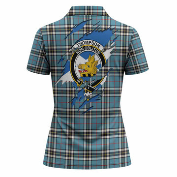 Thompson (Thomson) Clan Crest In Me Tartan Women Polo Shirt Scotland Flag Style