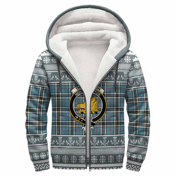 Thompson (Thomson) Clan Tartan Christmas Fleece Hoodie with Family Crest - Tartan Vibes Clothing